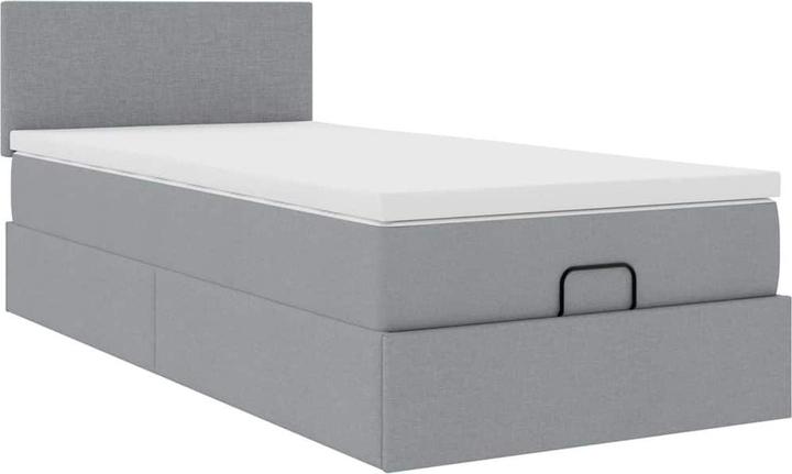 Produktbild VidaXL Ottoman-Bett mit Matratze Hellgrau 120x200 cm Stoff (120 x 200 cm)