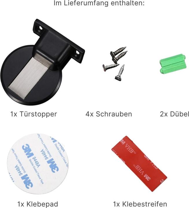 Produktbild Hermex Magnetischer Türstopper Türdämpfer Türschnäpper Türpuffer Türkeil (1 Stück)