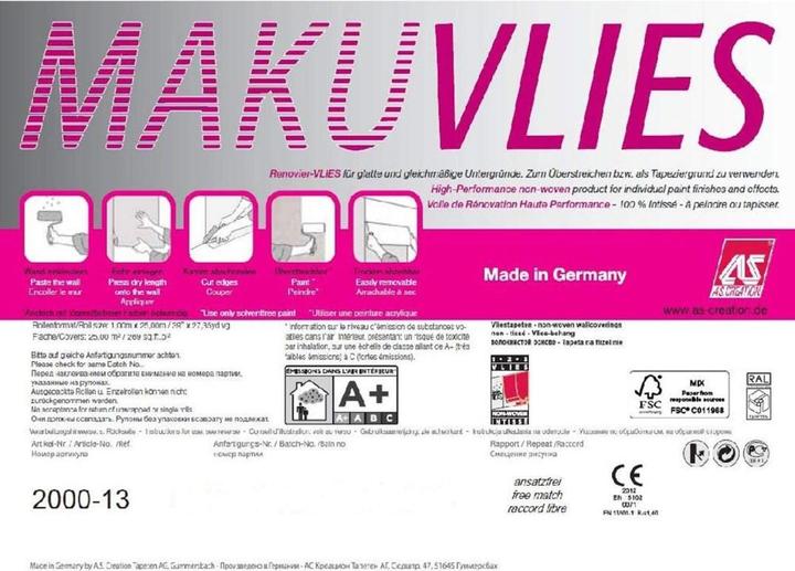 Produktbild A.S. Création Makulaturvlies 130 g/m² Renoviervlies Vliesfaser Malervlies, überstreichbar (100 x 2500 cm)