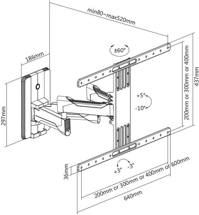Immagine prodotto myWall Supporto da parete per TV Supporto da parete completamente mobile per schermi piatti (Muro, 80", 45 kg)
