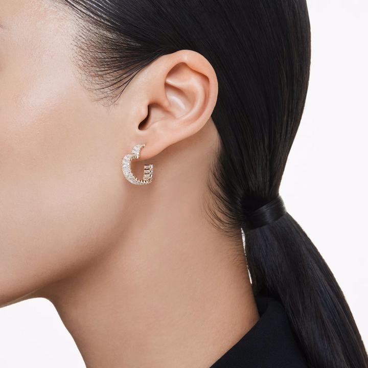 Actual product image Swarovski Matrix hoop earrings baguette cut heart small white gold (Swarovski Metal)