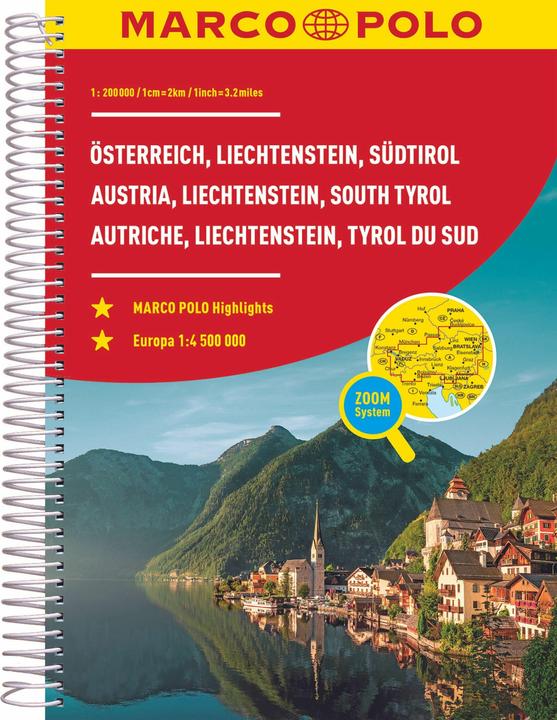 Immagine prodotto Atlante di viaggio Austria, Liechtenstein, Alto Adige 1:200.000