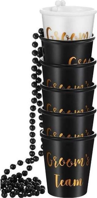 Produktbild MU Style Mehrweg Shot-Becher mit Kette Groom's Team (12 Stück) (12 x)