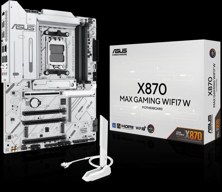 Actual product image ASUS MB AMD AM5 X870 MAX GAMING WIFI7 White (AM5, AMD X870, ATX)