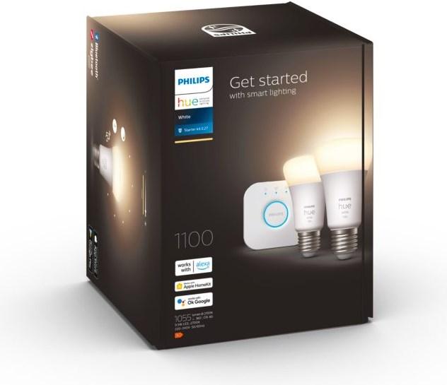 Produktbild Philips Hue White Starter Set (E27, 9.50 W, 1055 lm, 2 x, F)
