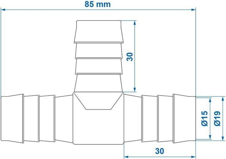Actual product image ProPlus Hose connector T-piece 19mm in blister pack