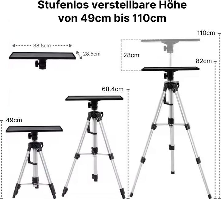 Immagine prodotto Hermex Projektorständer Beamerhalterung Teleskopstativ Laptopständer (Supporto per pavimento)