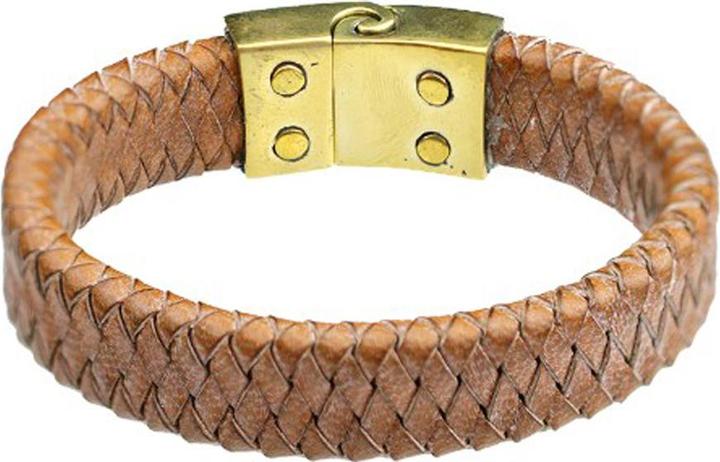 Produktbild Star Piercing Lederarmband hellbraun geflochten Raute (23 cm, Leder, Messing)