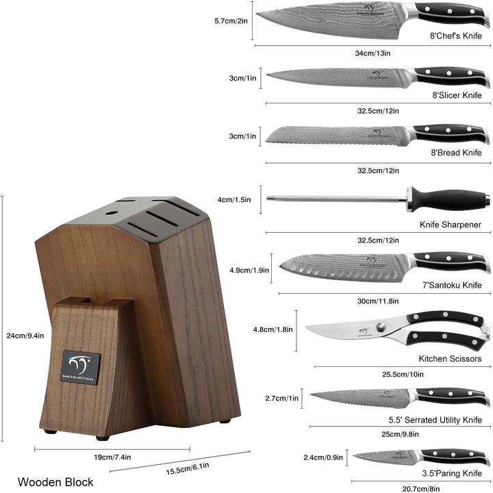 Actual product image Nanfang Brothers Set of 9 Kitchen Knives