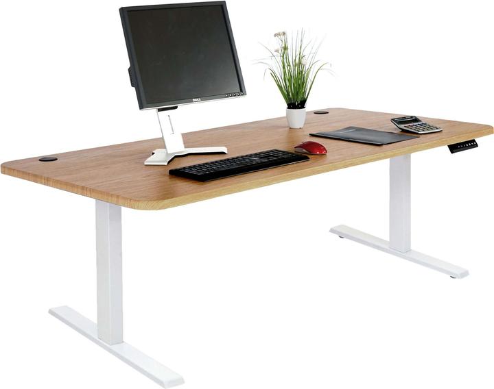Actual product image Swisshandel24 Desk, computer table, electrically height-adjustable 160x80cm 53kg brown structure, white (160 x 80 x 121 cm)
