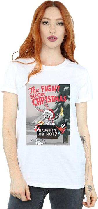 Actual product image Looney Tunes Womens/Ladies The Fight Before Christmas Cotton Boyfriend T-Shirt (S)