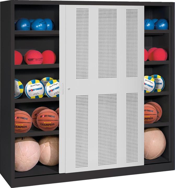 Produktbild C+P Ballschrank (HxBxT: 195x160x50 cm, mit Lochblech-Schiebetüren, Typ 4)