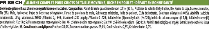 Valeurs nutritives et ingrédients Pro Plan Medium Puppy (Junior, 1 pcs, 3000 g)