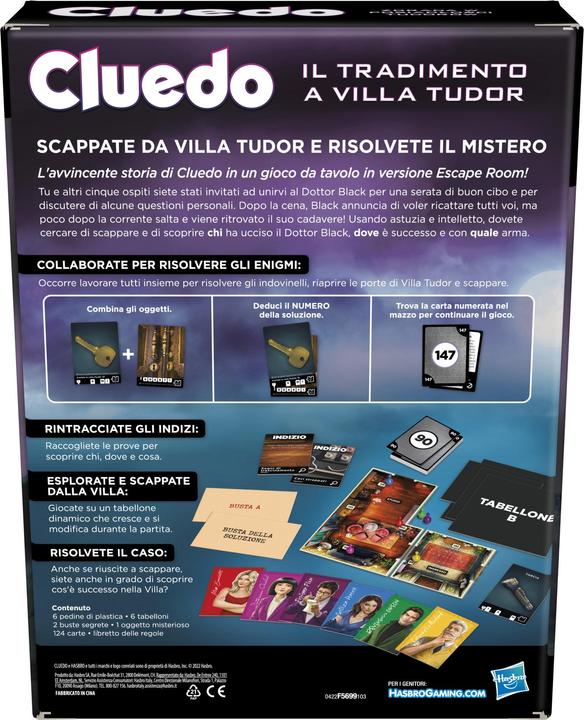 Produktbild Hasbro Gaming Cluedo Verrat in der Villa, ein Krimi- und Rätselspiel, kooperatives Familien-Brettspiel ab 10 Jahre (Italienisch)