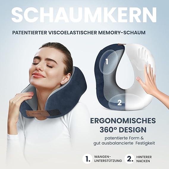 Actual product image Wilford & Sons Travel pillow set (Head & neck pillow, Case, Hygiene product)