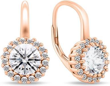 Brilio Silver - Charming bronze earrings with clear zircons EA746R