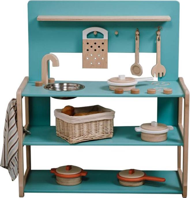Produktbild Activity Board Waldorf-Atmosphäre, Küche Spielset, Kinderspielküche aus Holz für Kinder - Mint