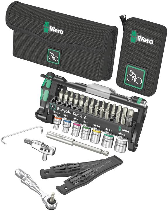 Produktbild Wera Bicycle Set 3 A (Kreuz Phillips PH M1, Kreuz Phillips PH M2, Innensechsrund TX M10, Innensechsrund TX M15, Innensechsrund TX M27, Innensechsrund TX M20, Innensechsrund TX M25, Innensechsrund TX M30, Sechskant (hexagonal) M6, Sechskant (hexagonal) M8, Sechskant (hexagonal) M10)
