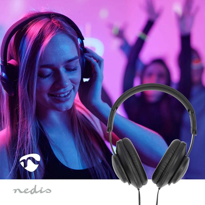 Actual product image Nedis Over-Ear Headphones Wired | Cable length: 1.20 m | Volume control | Black (Cable)