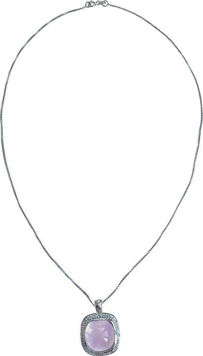 Produktbild Xen Anhänger mit Kette Rosenquarz Cushion-Cabochon 45 cm 925 Silber (925 Sterling Silber, 45 cm)