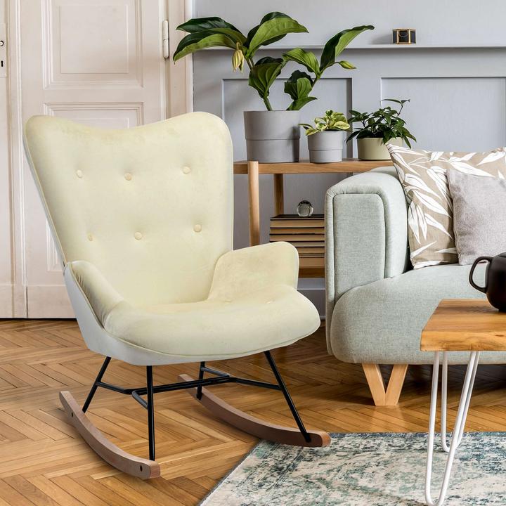 Image du produit CLP fauteuil à bascule Sanka velours, crème