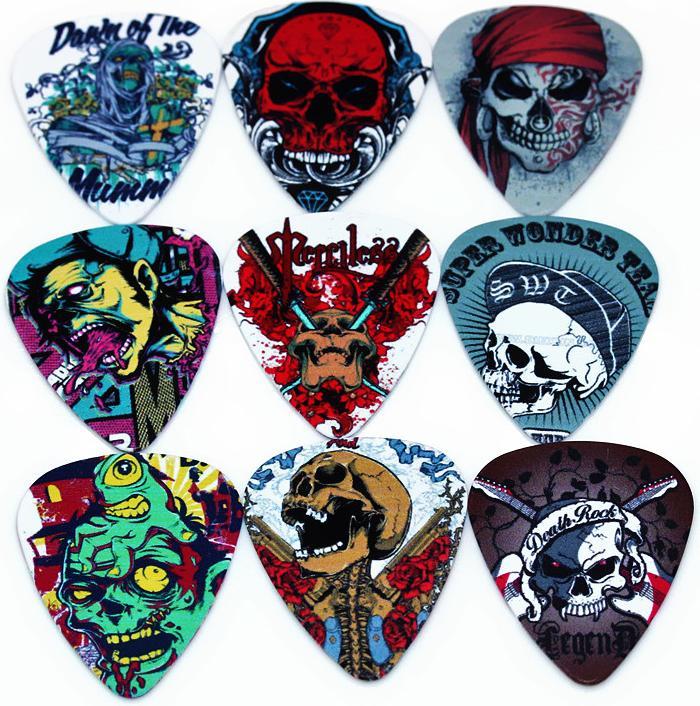 Image du produit JTI Médiators à tête de mort en pack de 10 - Accessoires guitare (10 x, Guitare, 0.03")