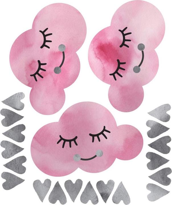 Immagine prodotto Trenddeko Nuvole acquerellate e cuori grigi (51 x 60 cm)