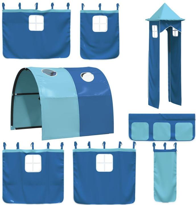 Immagine prodotto VidaXL Letto a castello con scivolo e tende (90 x 200 cm)