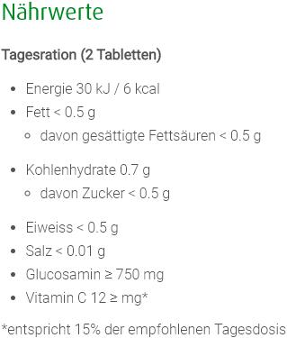 Nährwerte und Zutaten A. Vogel Glucosamin Plus (1 Stück, Tabletten, 280 g)