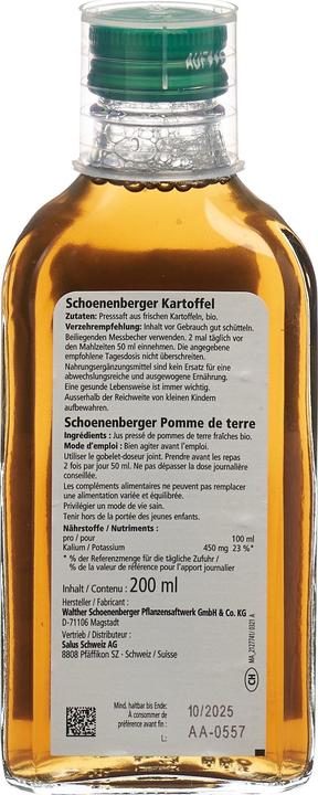 Actual product image Schönenberger Potato natural fresh plant juice organic juice (1 Piece, Liquid, 429 g)