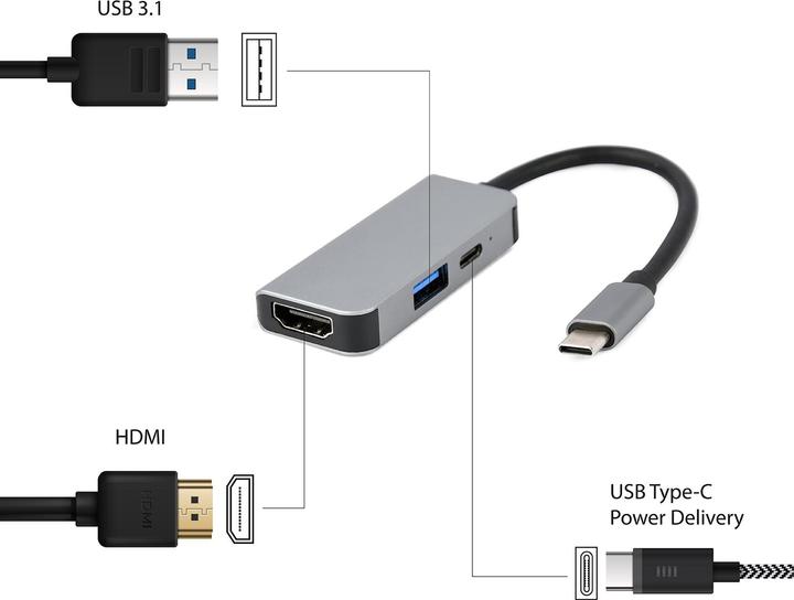 Actual product image Gembird Multi Port Adapter USB Type C (USB-C, 3 Ports)