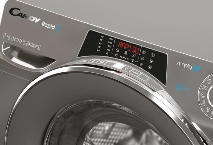 Immagine prodotto Candy RO41276DWMCRE-S Lavatrice, A, Caricamento frontale, Profondità 45 cm, 7 kg, Grigio (7 kg, A sinistra)