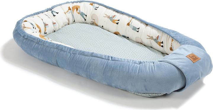 Immagine prodotto La Millou Nido per bebè |Velluto di cotone di prima qualità|Compreso il cuscino Sleepy Pig |Heart Beat Blue