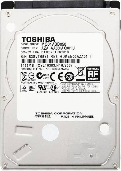 Immagine prodotto Toshiba 500GB 9.5MM SATA300 5.4K AF (0.50 TB, 2.5")