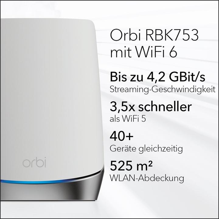 Produktbild Netgear Orbi WiFi 6 Mesh System AX4200 (RBK753)