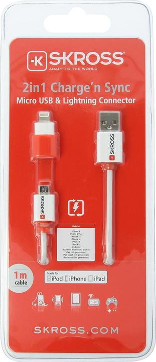Image du produit Skross Câble de charge et de synchronisation 2 en 1 (1 m, USB 2.0)