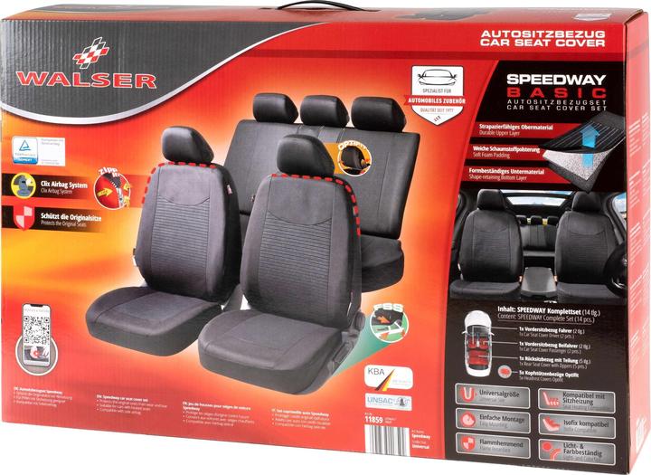 Immagine prodotto Walser Coprisedile auto ZIPP-IT Speedway, set completo di coprisedile auto con sistema di cerniere nero