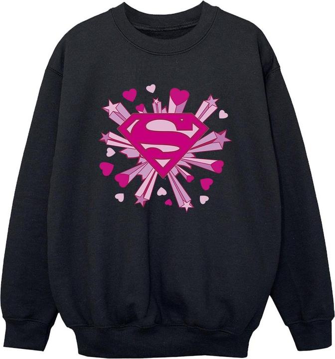 Superman Pink Hearts And Stars Logo Sweatshirt Jungen