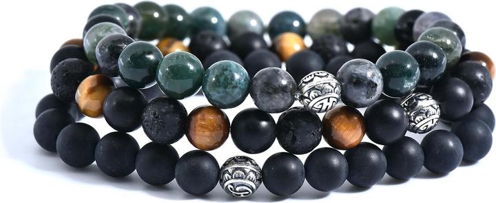 Produktbild Balibay Luis (20.50 cm, Tigerauge, Moosachat, Sterling Silber 925, Edelstein, Achat, Vulkanstein, Labradorit)