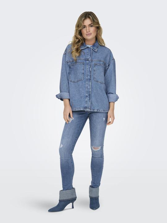 Image du produit Only Coupe normale Col chemise Manches avec bouton Épaule basse Chemise en jean Chemise en jean (XL)