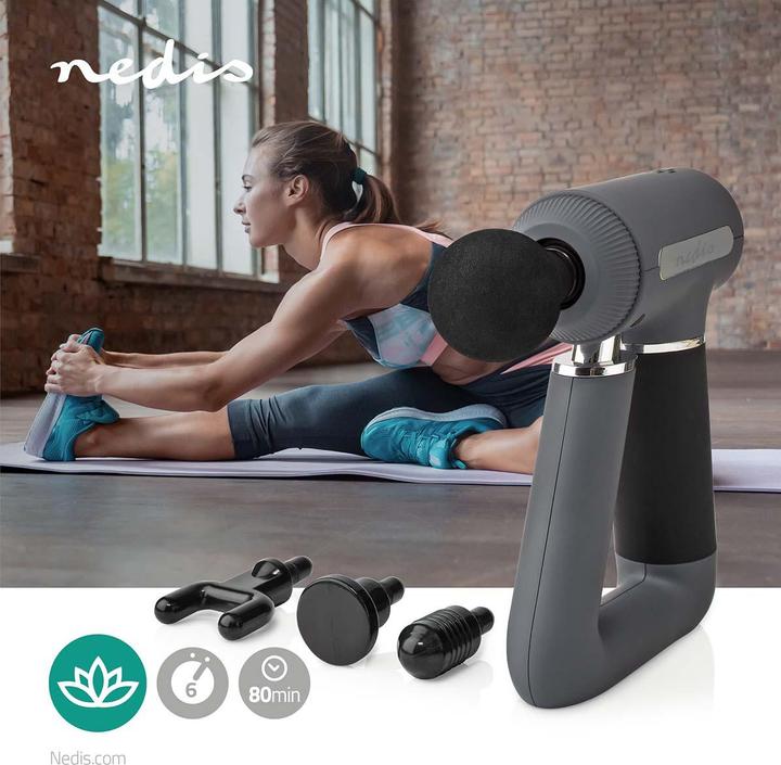 Produktbild Nedis Sport-Massagepistole Batteriebetrieben Eingebautes Lithium Ion Wiederaufladbar 6 Massagemodi U