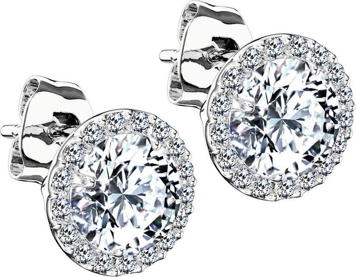 Produktbild Star Piercing Ohrstecker silber rund mit Kristall Umrandung und Kristall mittig (ohne Messing, 925 Sterlingsilber)