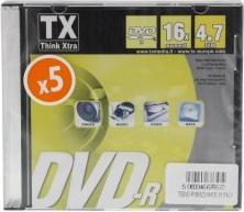 Actual product image Think Xtra Pack De 5 Dvd-R 4.7Go Tx 16X Slim (5 x)