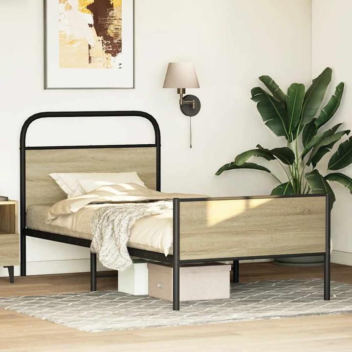 Image du produit VidaXL Cadre de lit sans matelas 75x190 cm Chêne Sonoma Matériau dérivé du bois (75 x 190 cm)