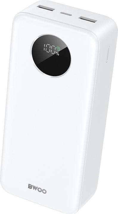 Bwoo 22,5W 30000 mAh power bank with LCD screen, white (30000 mAh)
