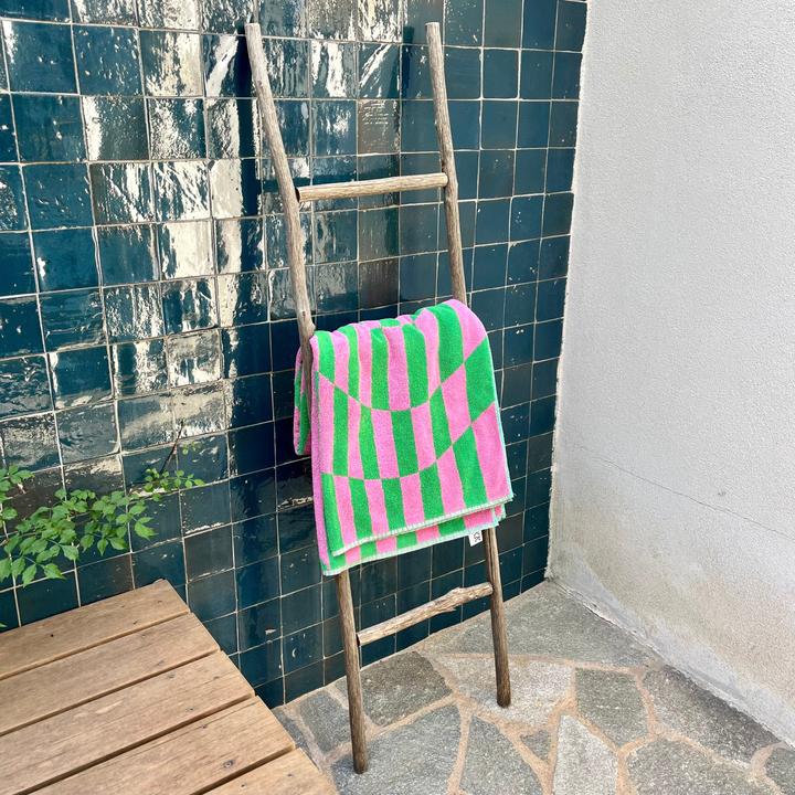 Immagine prodotto Frau Kunz Telo da bagno rosa e verde Onda Luce (100 x 150 cm)
