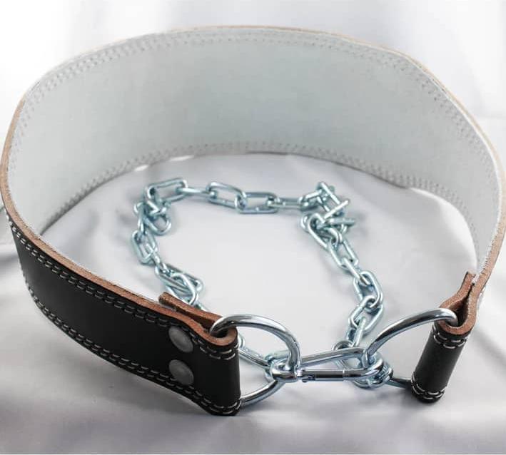 Actual product image Gym Generation Leather Dip Belt with Steel Chain