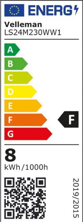 Etichetta energetica Velleman striscia led flessibile - bianco caldo - 300 led - 5 m - 24 V (500 cm, Interno)