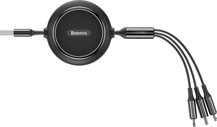 Productafbeelding Baseus Golden Loop Drie-in-één Elastische Datakabel USB voor M+L+T 3,5A 1,2m Zwart (1.20 m, USB 3.2 Gen 1)