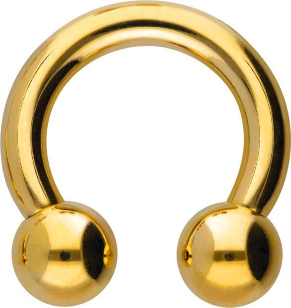 Star Piercing Circular Barbell Innengewinde vergoldet mit zwei Kugeln (Titan G23, ohne Messing)